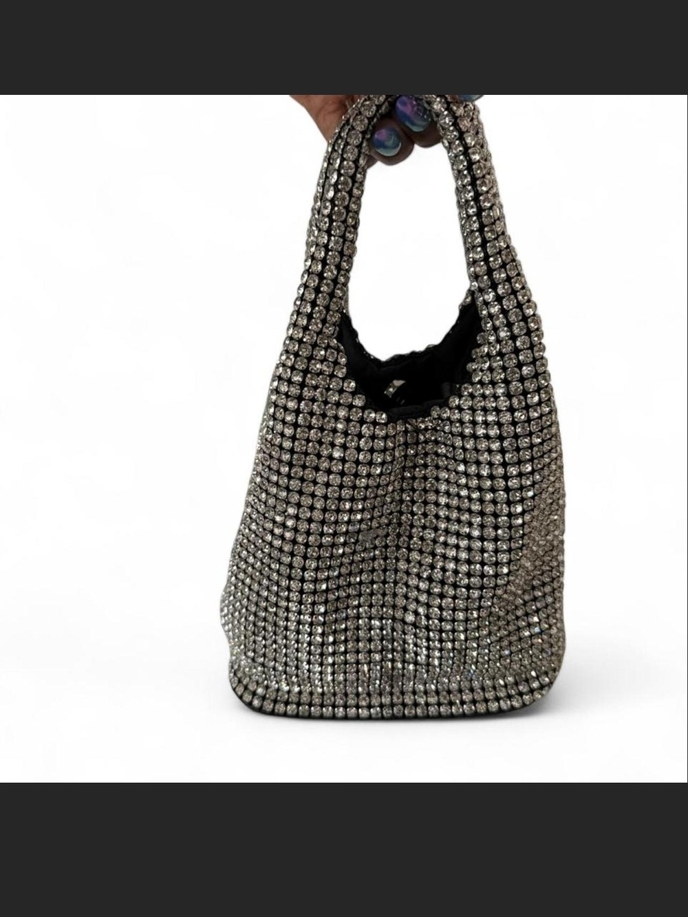 Rhinestone Silver Shoulder Bag - Sparkling Evening Hobo